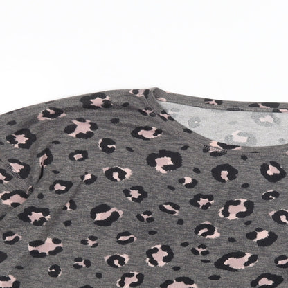 Dunnes Womens Grey Boat Neck Animal Print Polyester Pullover Jumper Size L