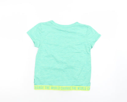 Dunnes Girls Green  Polyester Pullover T-Shirt Size 7-8 Years Crew Neck Pullover