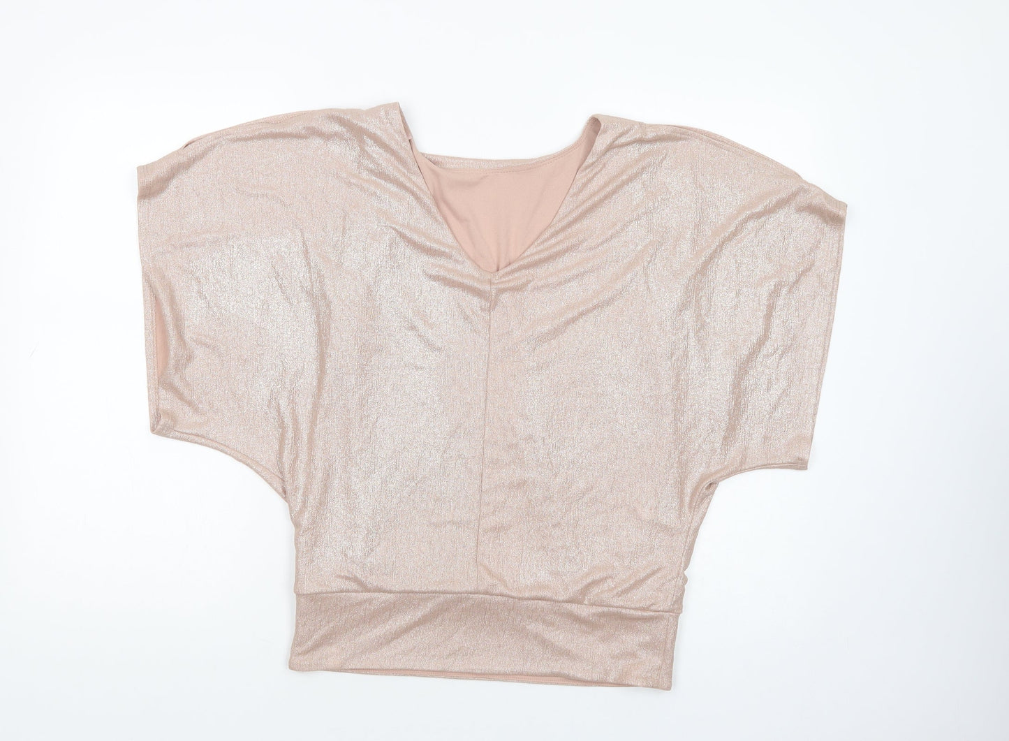 New Look Womens Gold  Polyester Basic Blouse Size 8 V-Neck