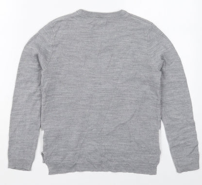 Preloved Pepperts Girls Grey Crew Neck  Acrylic Pullover Jumper    - Penguin - Back