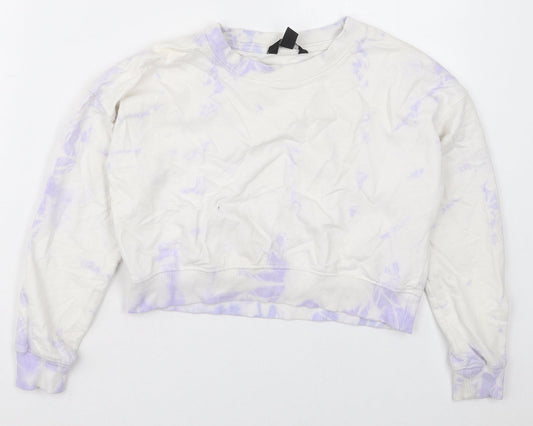 New Look Girls White  Cotton Pullover Sweatshirt Size 9 Years  Pullover - Purple