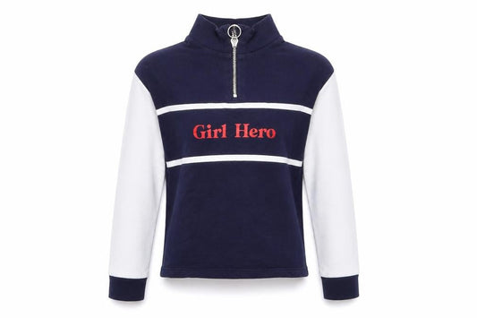 George Girls Blue  Cotton Pullover Sweatshirt Size 8-9 Years  Zip - Girl Hero