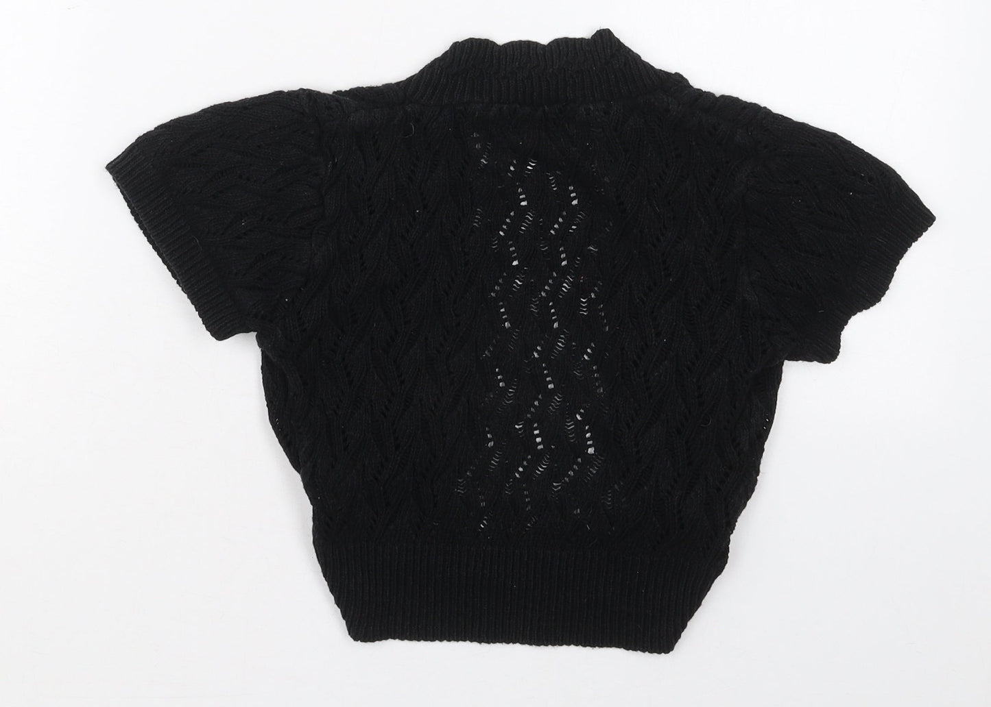 Pilot Womens Black V-Neck  Acrylic Cardigan Jumper Size S