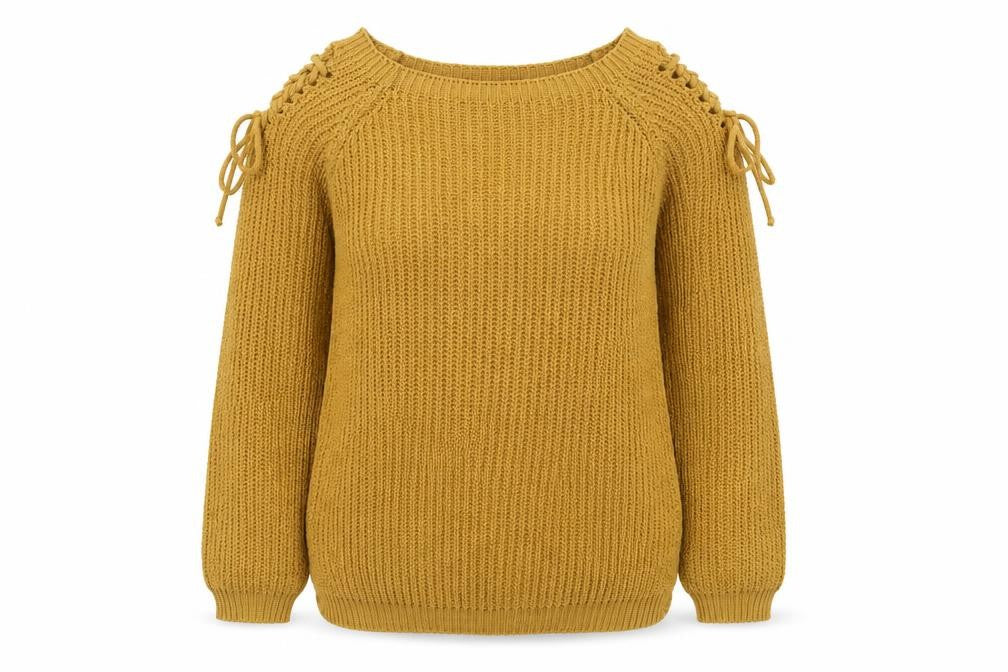 Cameo Rose Womens Yellow Boat Neck Acrylic Pullover Jumper Size S