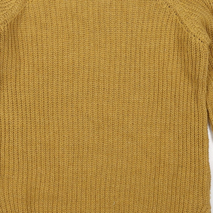 Cameo Rose Womens Yellow Boat Neck Acrylic Pullover Jumper Size S
