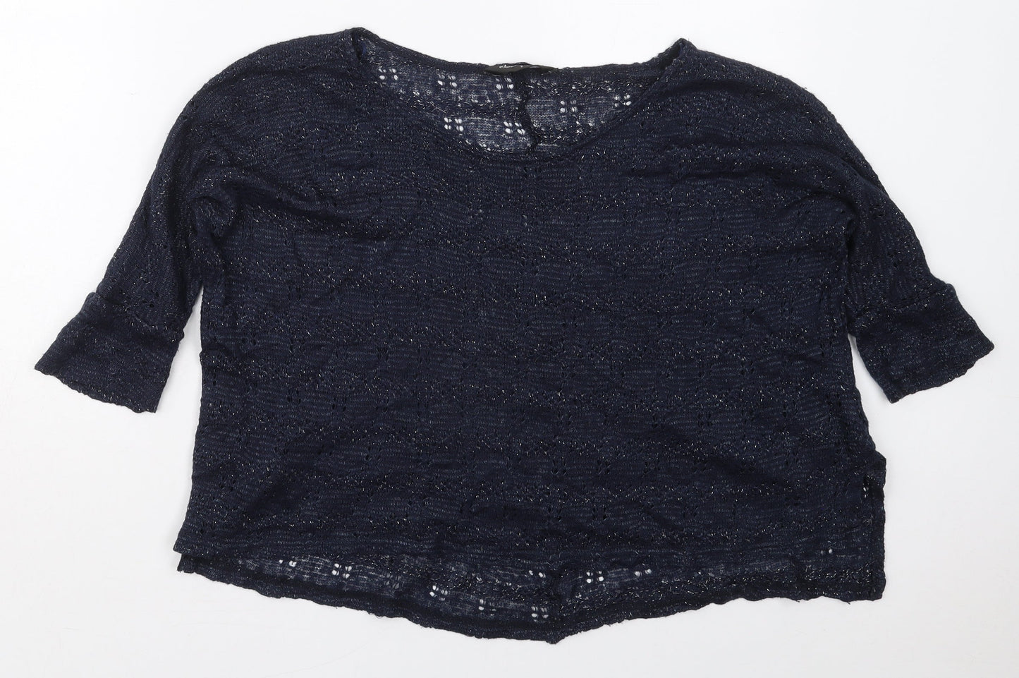 Miss Selfridge Womens Blue Boat Neck  Acrylic Pullover Jumper Size 6