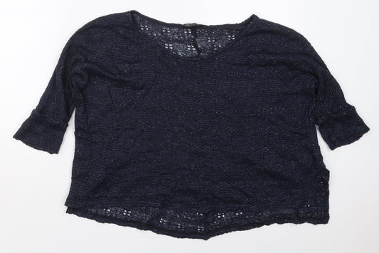 Miss Selfridge Womens Blue Boat Neck  Acrylic Pullover Jumper Size 6