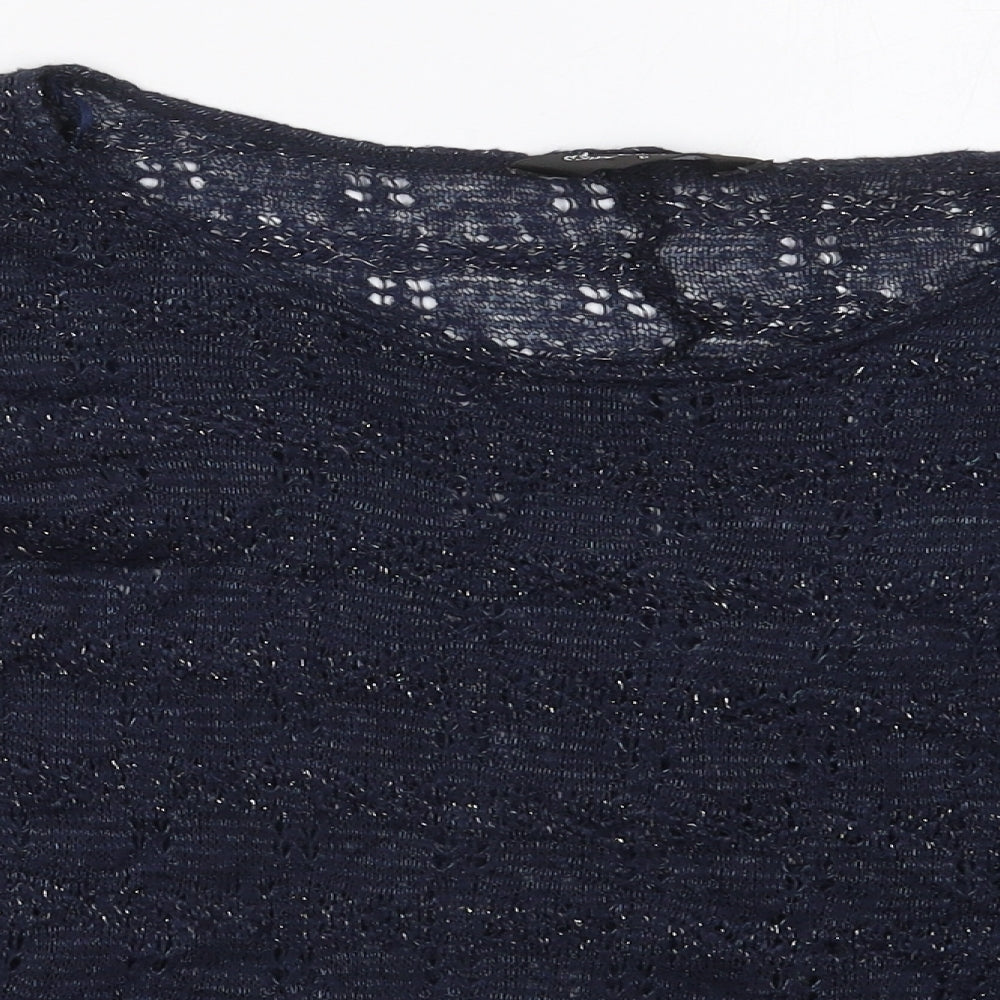Miss Selfridge Womens Blue Boat Neck  Acrylic Pullover Jumper Size 6