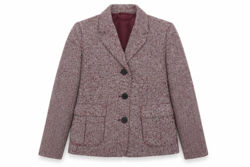 NEXT Womens Red Herringbone Polyester Jacket Blazer Size 10