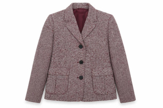 Next Womens Red Herringbone Polyester Jacket Blazer Size 10