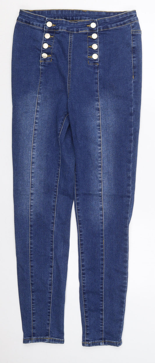 Preworn Womens Blue  Cotton Skinny Jeans Size M L29 in Regular Button