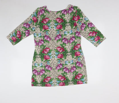 Next Womens Multicoloured Floral Viscose Mini  Size 12  Scoop Neck