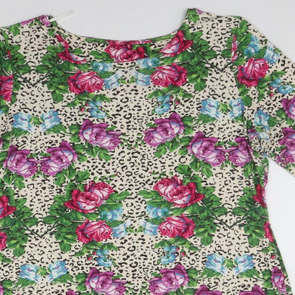 Next Womens Multicoloured Floral Viscose Mini  Size 12  Scoop Neck