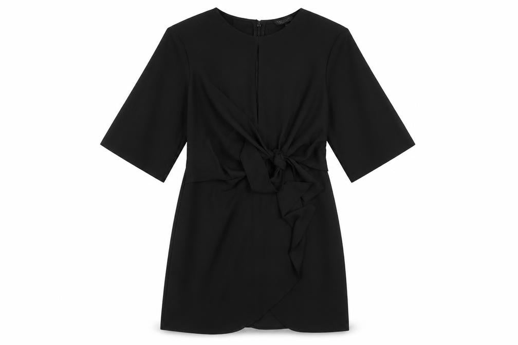 Topshop Womens Black  Polyester Fit & Flare  Size 10  Round Neck Zip