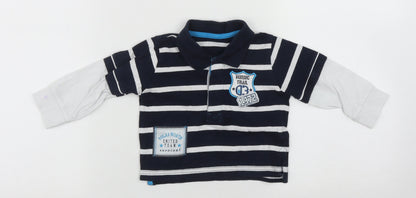 St Bernard Boys Blue Striped Cotton Basic Casual Size 9-12 Months Collared Button