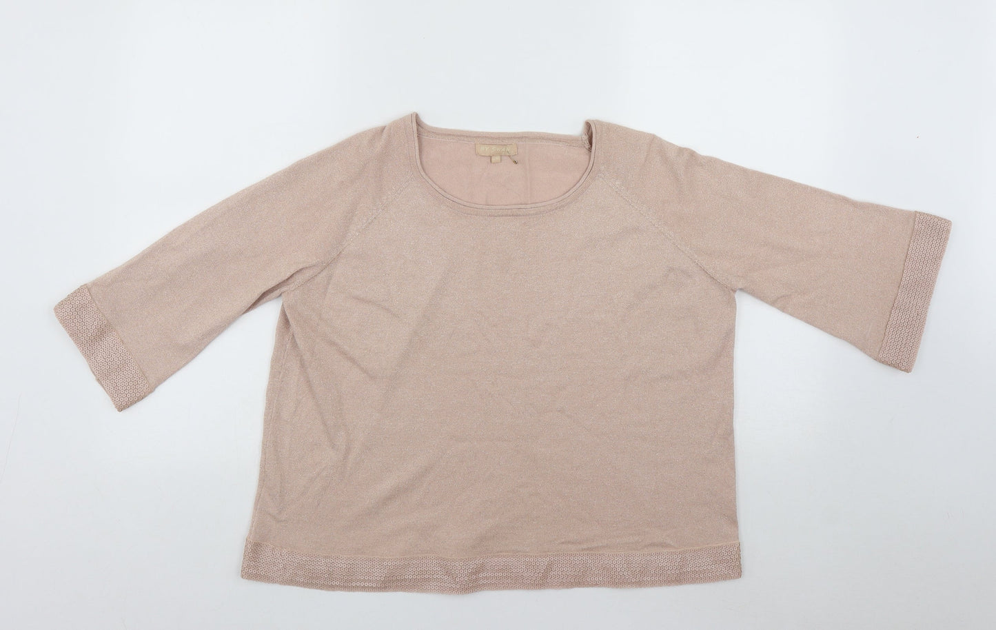 By Swan Womens Beige  Viscose Basic Blouse Size S Scoop Neck