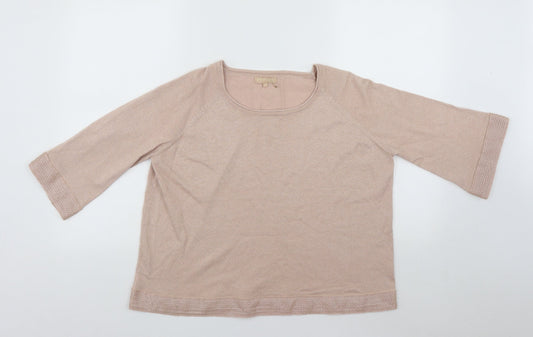 By Swan Womens Beige  Viscose Basic Blouse Size S Scoop Neck