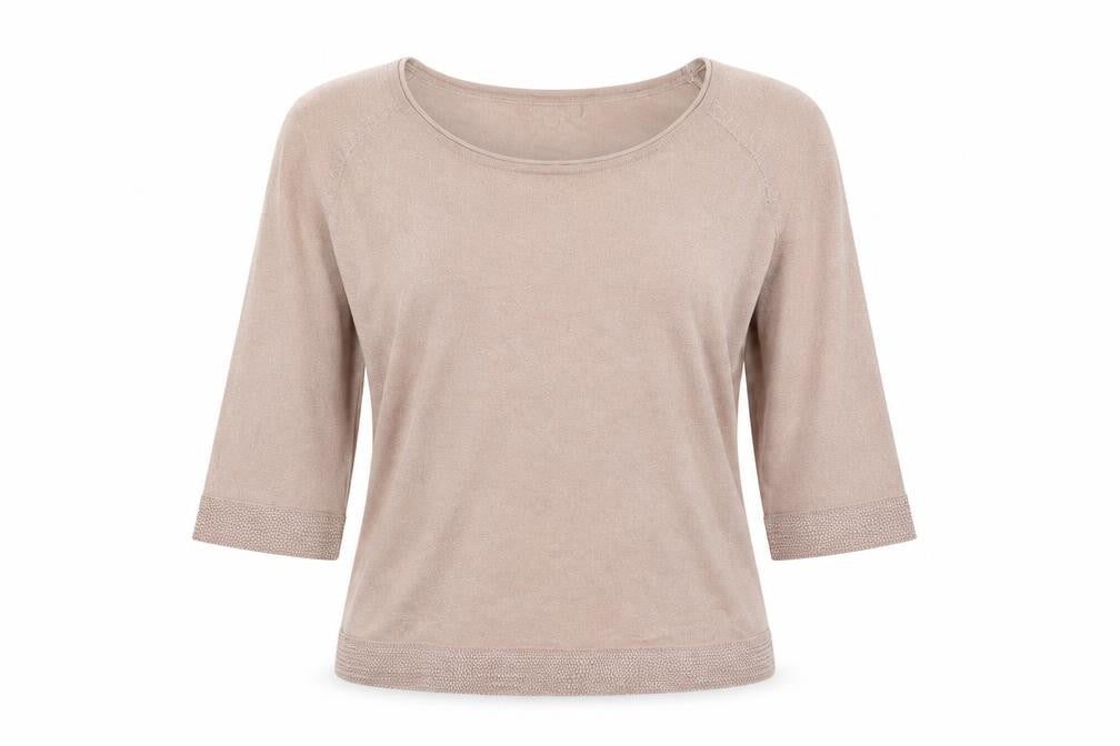 By Swan Womens Beige  Viscose Basic Blouse Size S Scoop Neck
