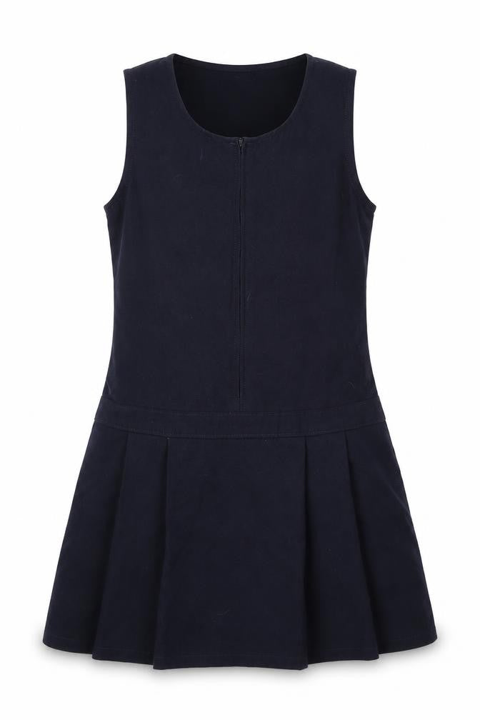 Marks & Spencer Girls Blue  Polyester Pinafore/Dungaree Dress  Size 9-10 Years  Scoop Neck Zip