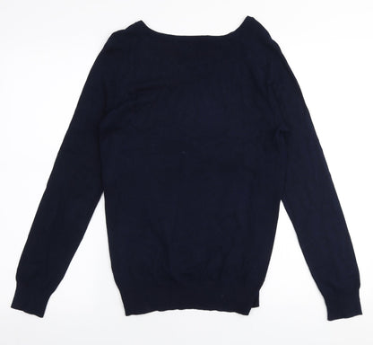 Preloved Dunnes Stores Womens Blue Boat Neck  Viscose Pullover Jumper Size S - Back