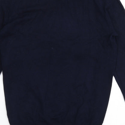 Preloved Dunnes Stores Womens Blue Boat Neck  Viscose Pullover Jumper Size S - Label