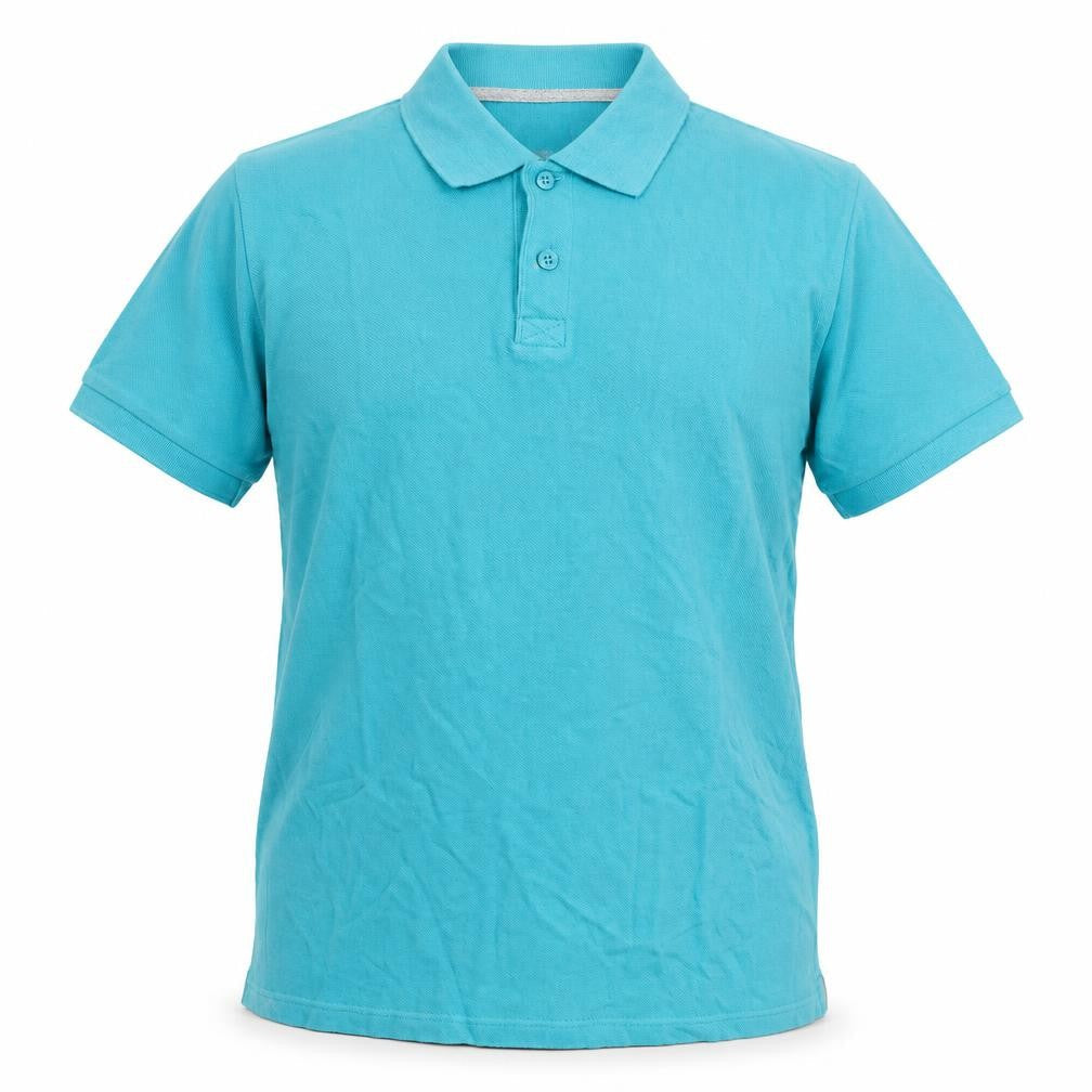 Easy Mens Blue  Cotton  Polo Size M Collared Button