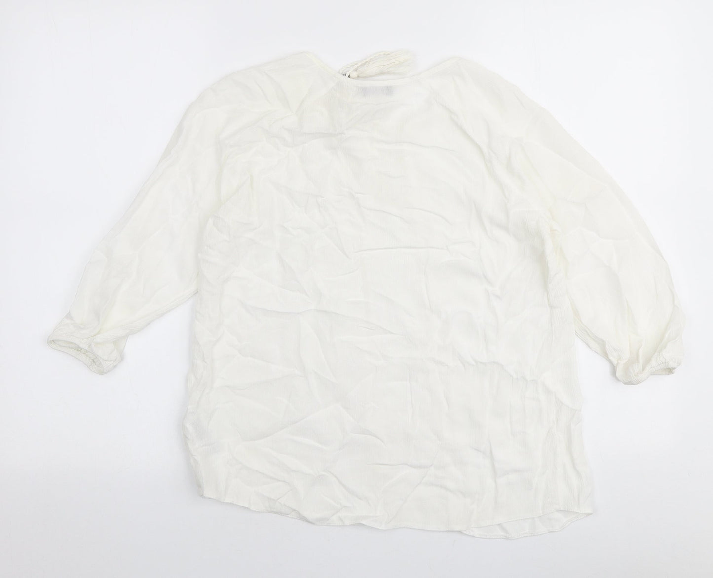 F&F Womens Ivory  Viscose Basic Blouse Size 6 Round Neck