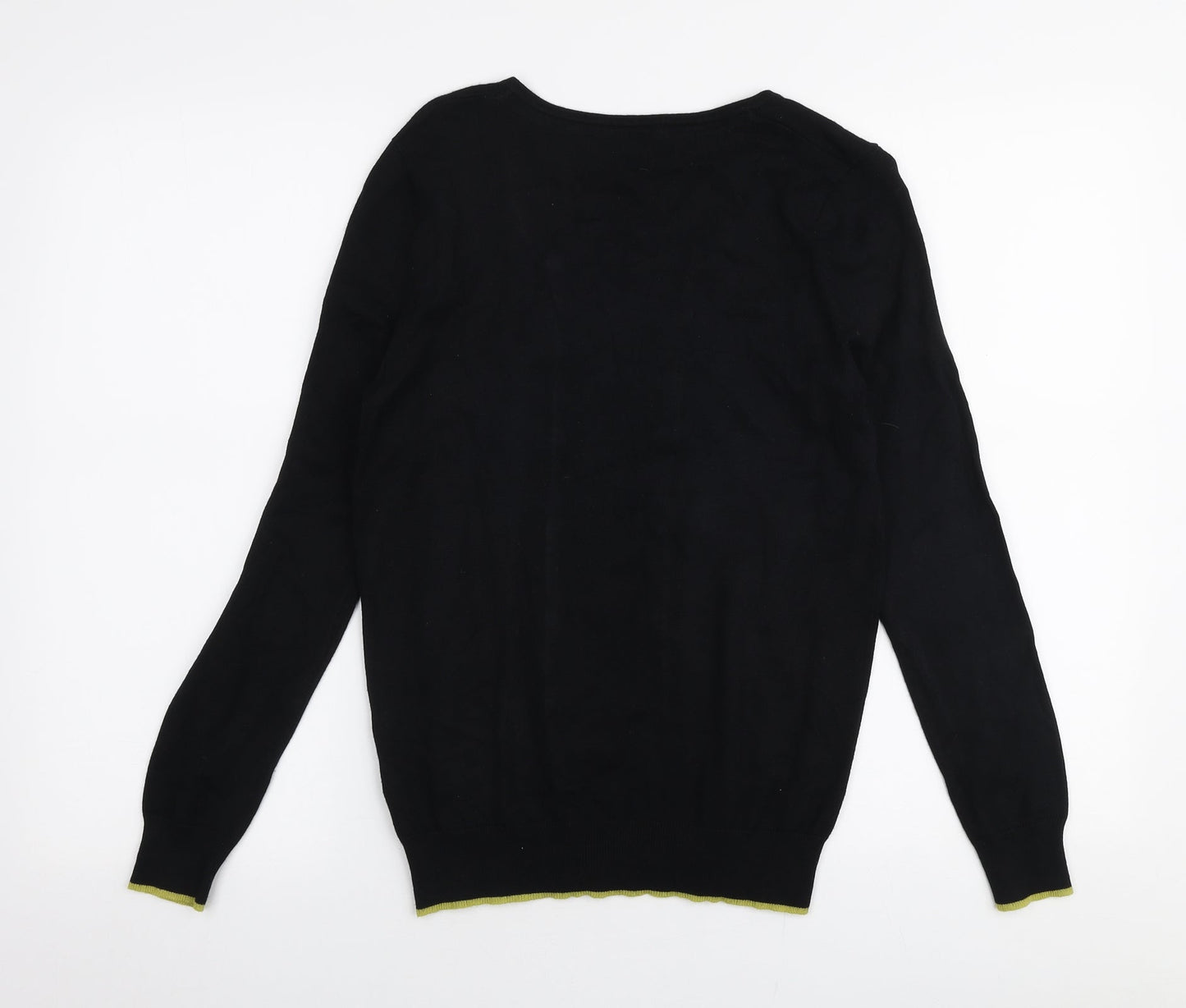 M&Co Womens Black Round Neck Striped Viscose Pullover Jumper Size 10
