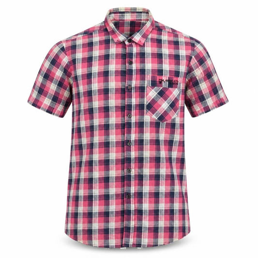 Easy Mens Multicoloured Plaid Polyester  Button-Up Size M Collared Button