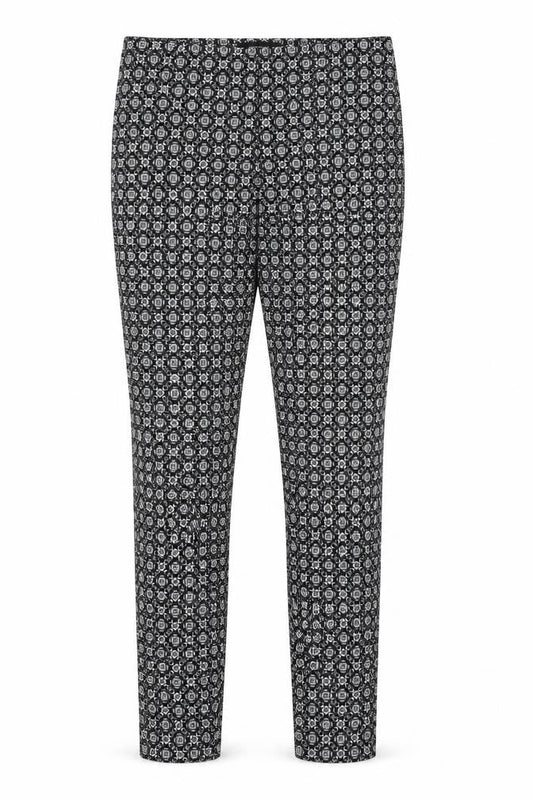 Atmosphere Womens Black Geometric Viscose Trousers  Size 10 L27 in Slim Zip