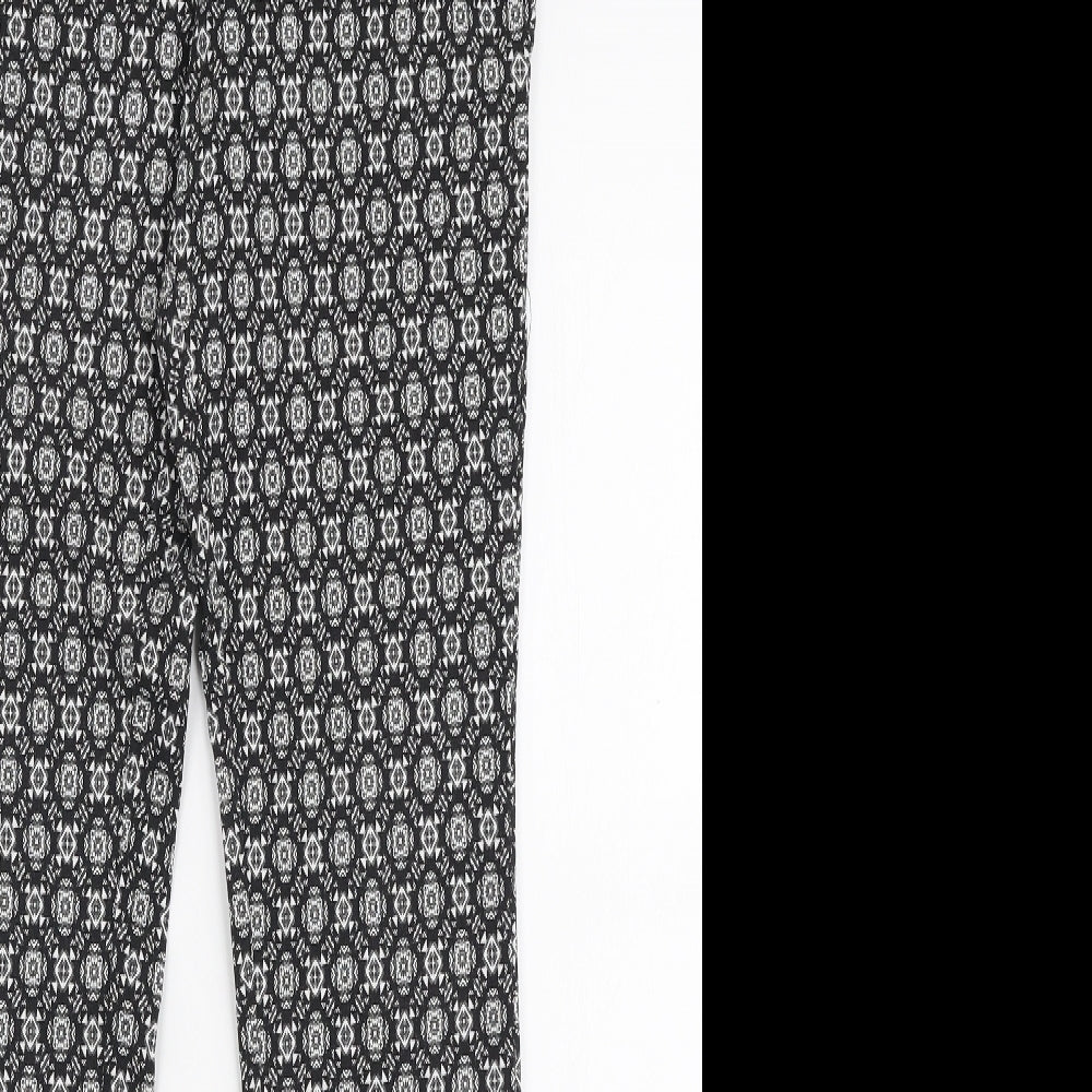Atmosphere Womens Black Geometric Viscose Trousers  Size 10 L27 in Slim Zip
