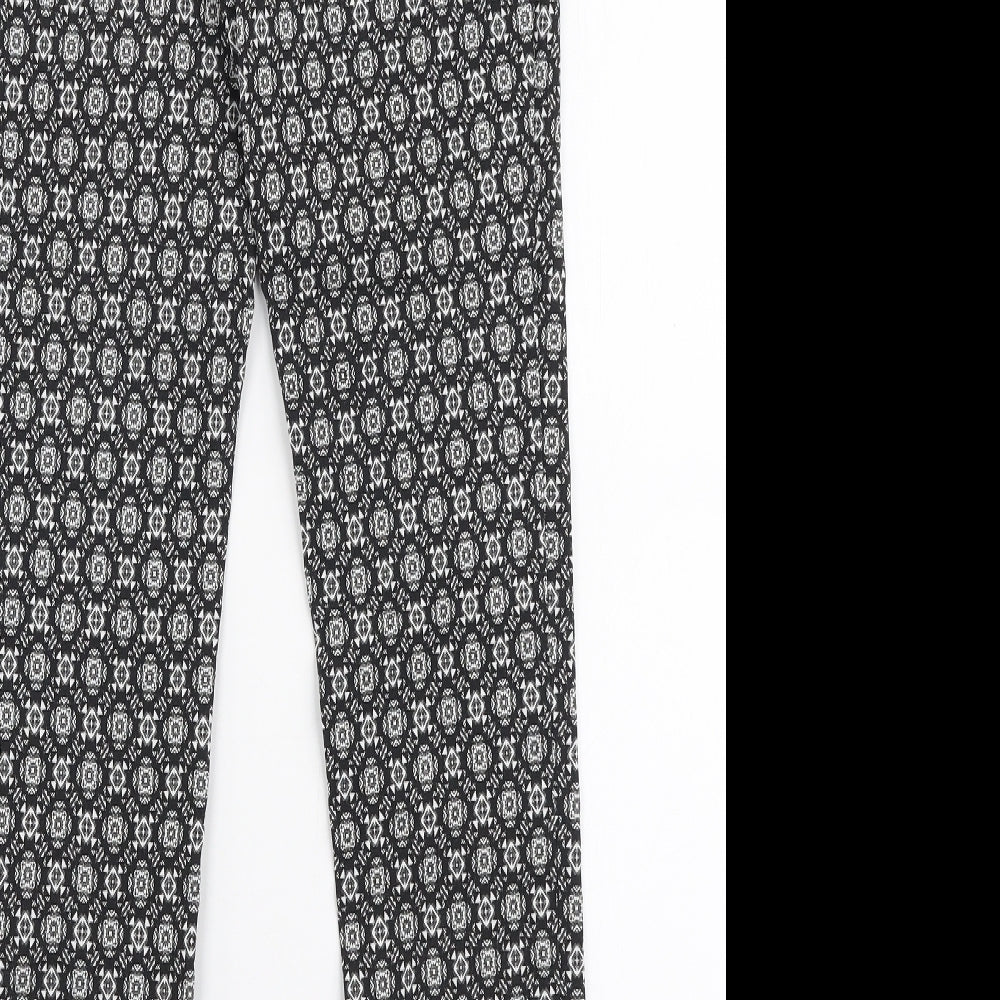 Atmosphere Womens Black Geometric Viscose Trousers  Size 10 L27 in Slim Zip