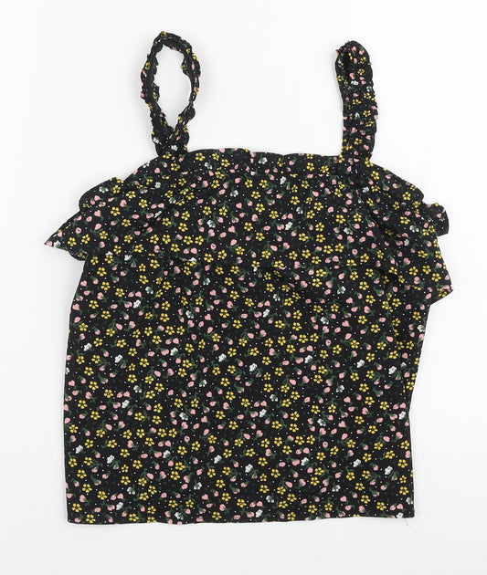 Primark Girls Multicoloured Floral Polyester Basic Blouse Size 10-11 Years Square Neck Pullover