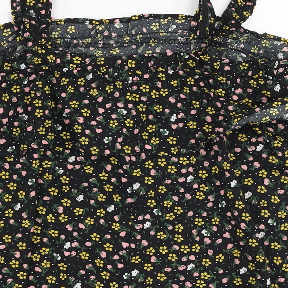 Primark Girls Multicoloured Floral Polyester Basic Blouse Size 10-11 Years Square Neck Pullover