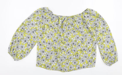 Miss Selfridge Womens Multicoloured Floral Polyester Basic Blouse Size 8 Off the Shoulder