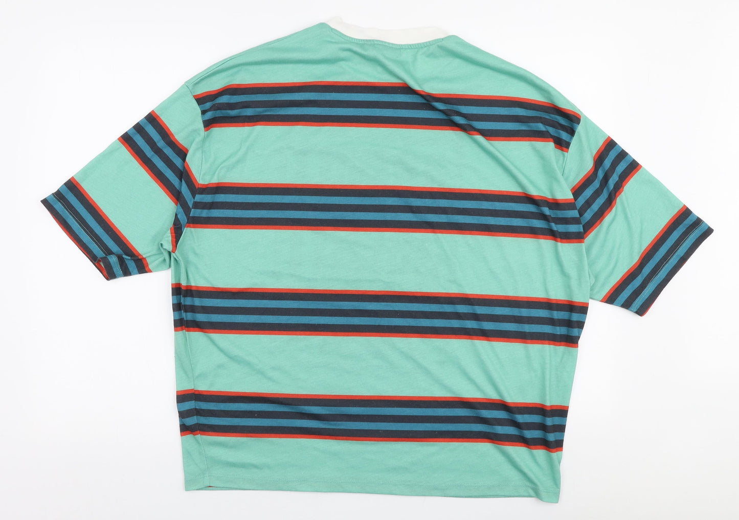 ASOS Mens Multicoloured Striped Polyester  T-Shirt Size S Round Neck