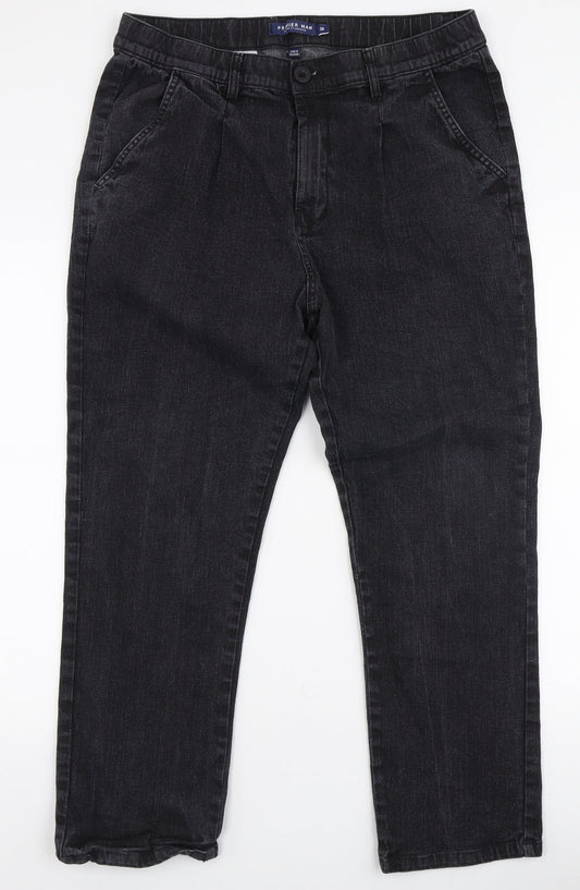 Premiere Man Mens Grey  Cotton Straight Jeans Size 38 in L28 in Regular Zip