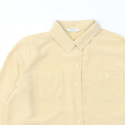 Preloved Marks and Spencer Womens Beige  Polyester Basic Button-Up Size 12 Collared - Detail