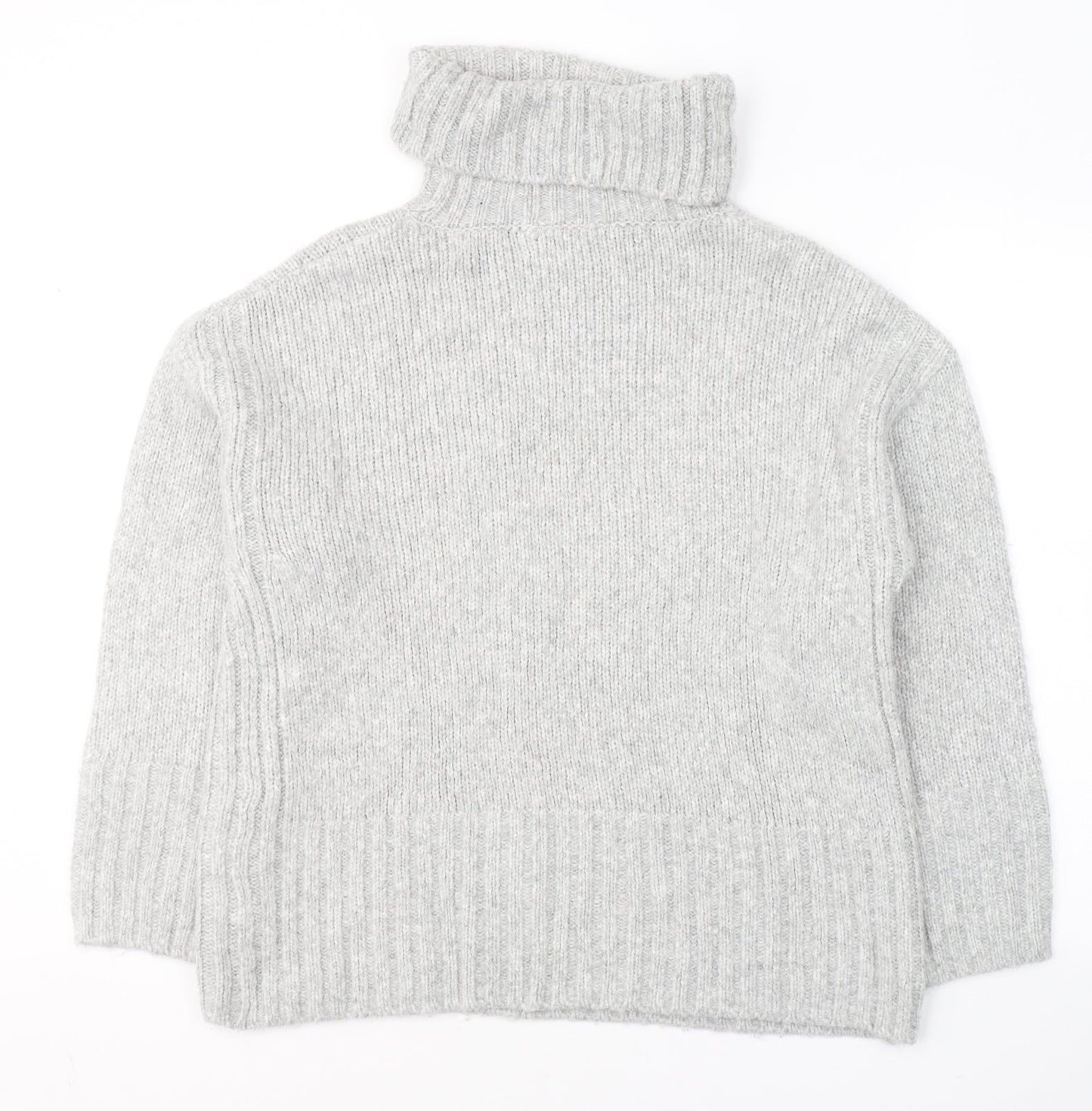 Dunnes Stores Womens Grey Roll Neck  Acrylic Pullover Jumper Size S