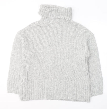 Dunnes Womens Grey Roll Neck  Acrylic Pullover Jumper Size S