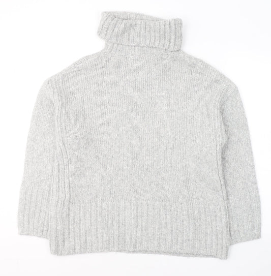 Dunnes Stores Womens Grey Roll Neck  Acrylic Pullover Jumper Size S