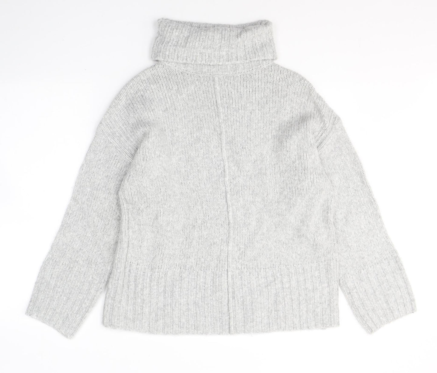 Dunnes Stores Womens Grey Roll Neck  Acrylic Pullover Jumper Size S