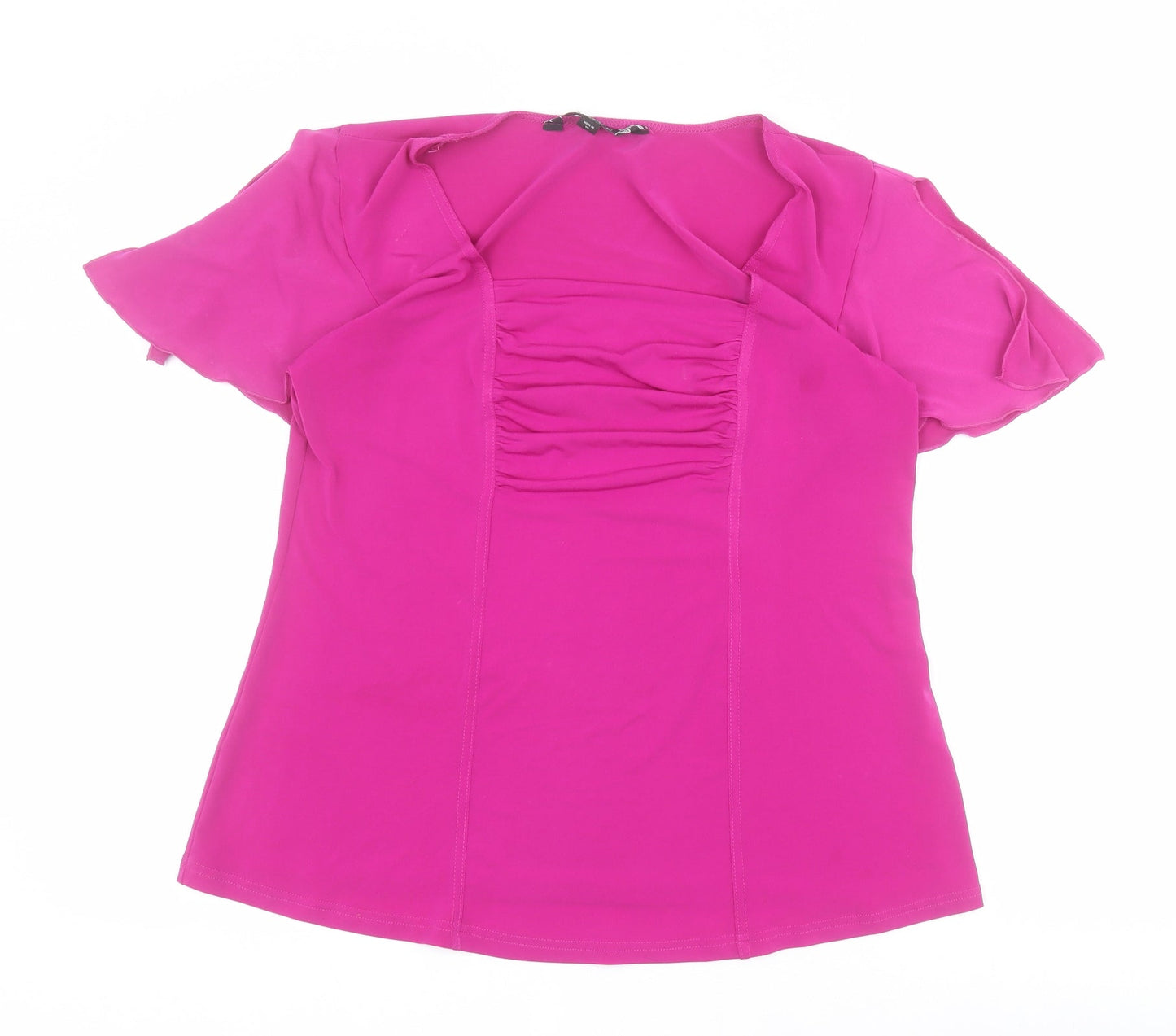 Joanna Hope Womens Pink  Polyester Basic Blouse Size 14 Square Neck