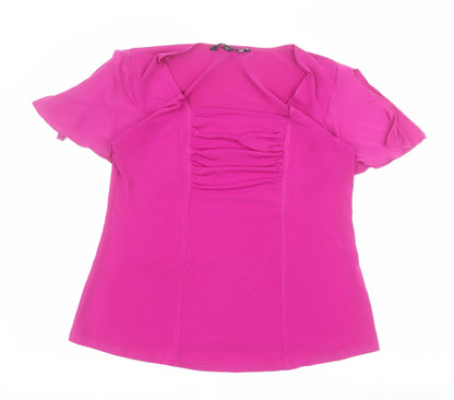 Joanna Hope Womens Pink  Polyester Basic Blouse Size 14 Square Neck