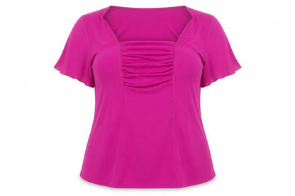 Joanna Hope Womens Pink  Polyester Basic Blouse Size 14 Square Neck