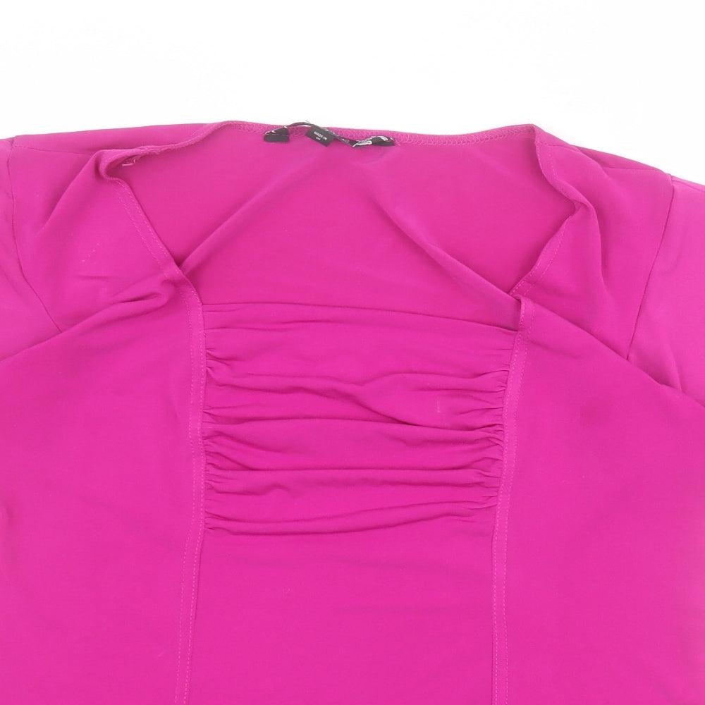 Joanna Hope Womens Pink  Polyester Basic Blouse Size 14 Square Neck