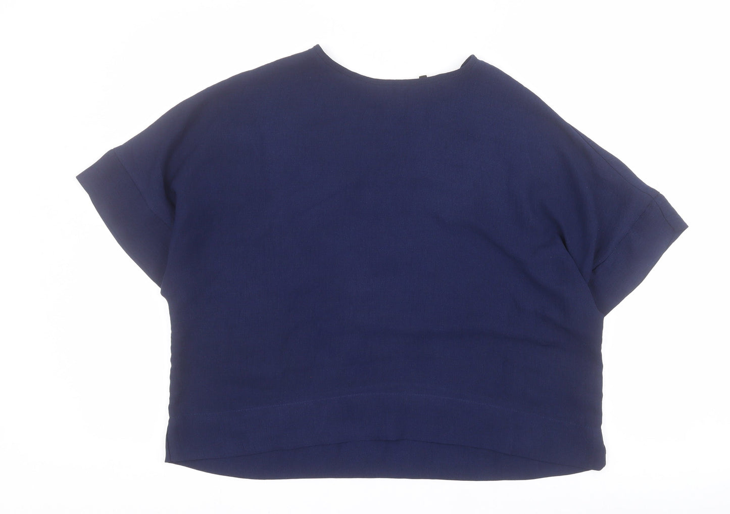 Peacocks Womens Blue  Polyester Basic T-Shirt Size 14 Round Neck
