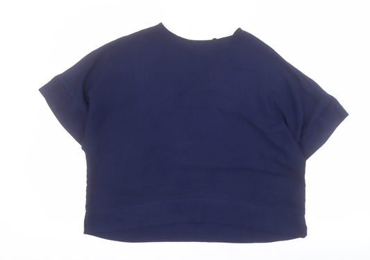 Peacocks Womens Blue  Polyester Basic T-Shirt Size 14 Round Neck