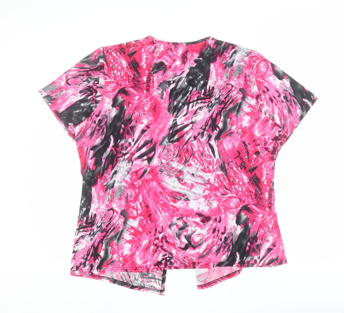 BASSINI Womens Pink  Polyester Basic T-Shirt Size M Round Neck
