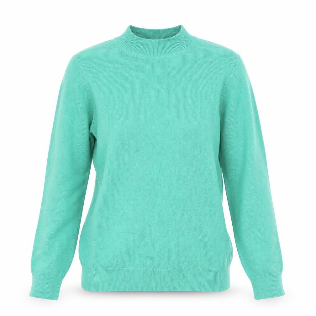 Gallery Womens Green Mock Neck  Viscose Pullover Jumper Size XS